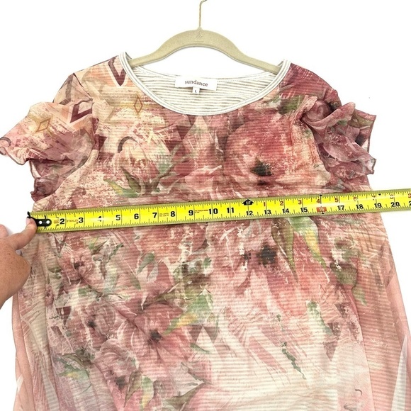 Sundance Size Large Top Ever Blooming Floral Mesh Layered Blouse Shirt Pink USA - Picture 6 of 8